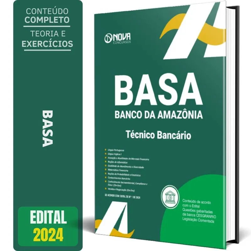 Apostila Concurso Basa 2024 - Técnico Bancário