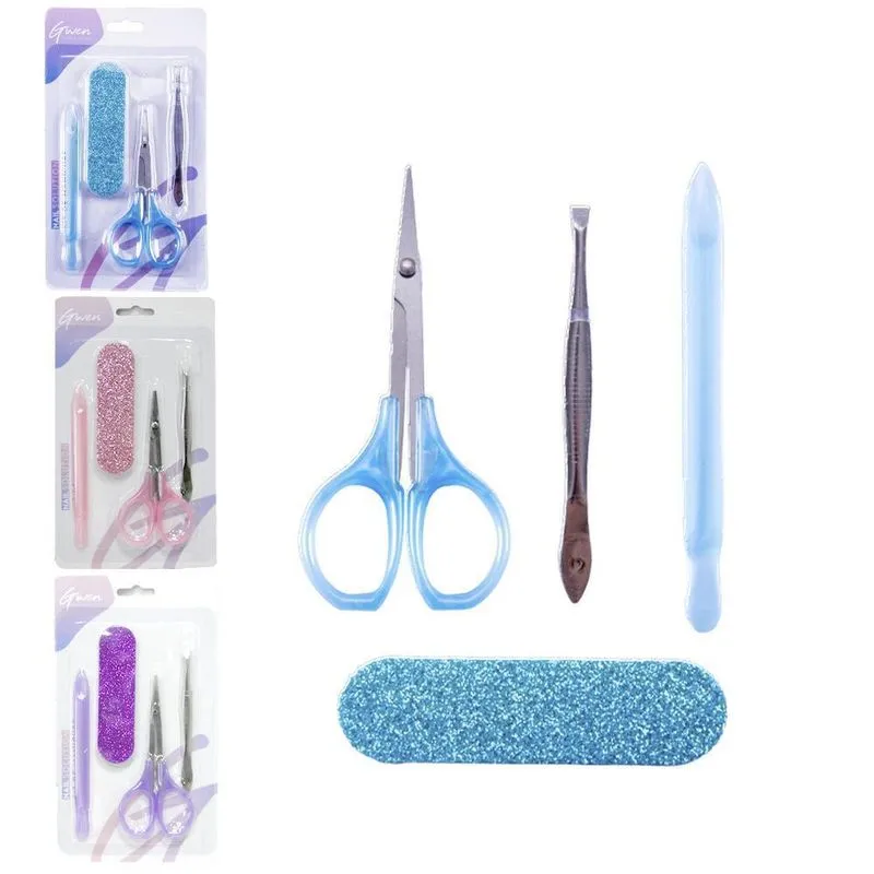 Kit Manicure Tesoura Pinca Sobrancelha Acessório Gwen 4 Peças
