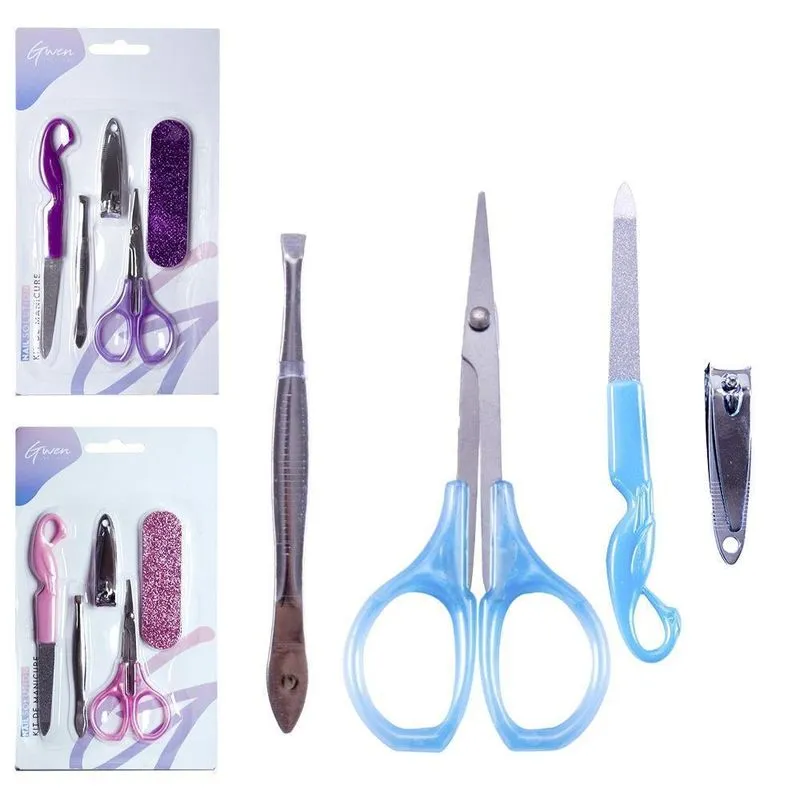 Kit Manicure Gwen 5 Peças C/ Tesoura + Cortador De Unha