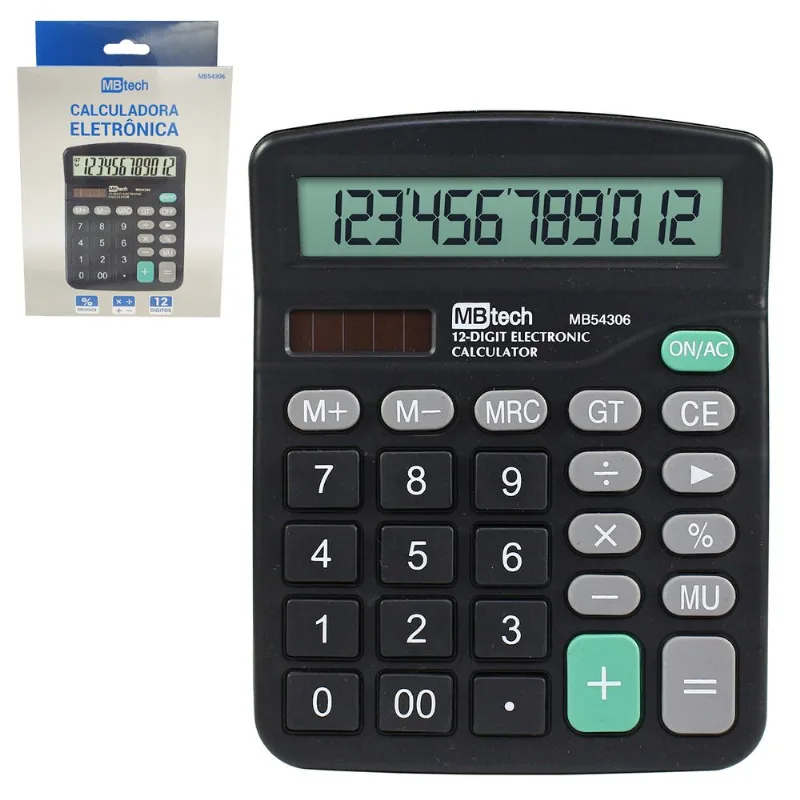 Calculadora De Mesa 12 Dígitos 15x12cm Em Plástico MBtech