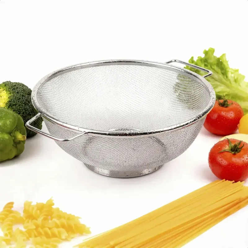 Escorredor Lavador Malha Fina Multiuso Filtro Arroz Óleo Legumes Massa Inox