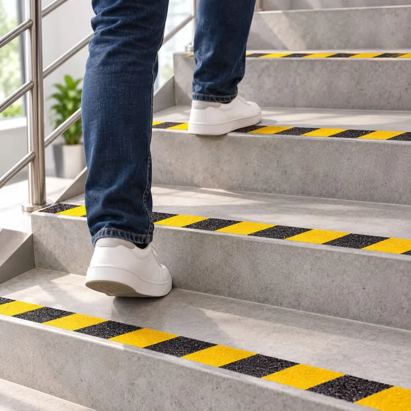 Fita Antiderrapante Adesiva Zebrada Preta Amarela 5cm x 5m