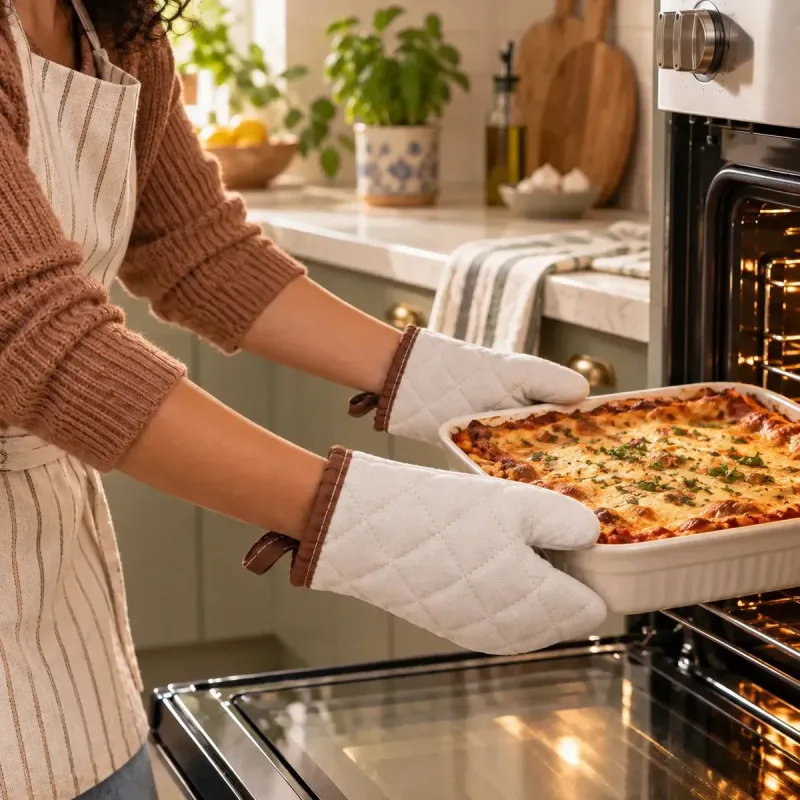 Kit 2 Luvas Térmicas De Cozinha Forno Panela Algodão 22cm