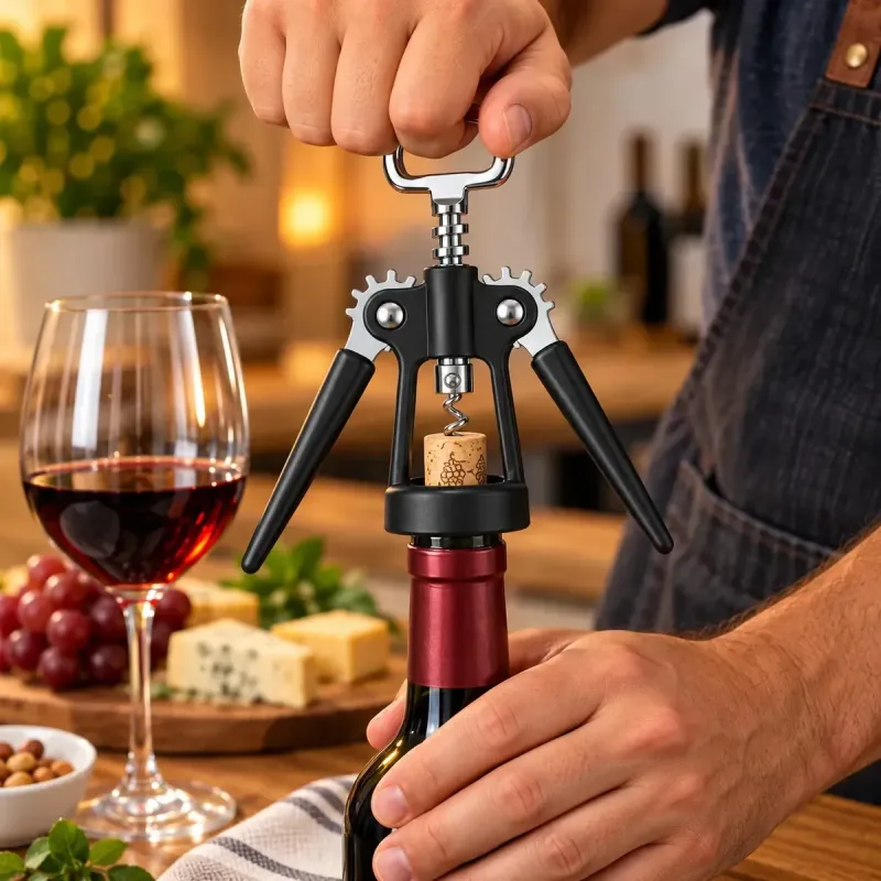 Abridor De Garrafas Saca Rolhas Manual Vinho Cerveja 2 Em 1