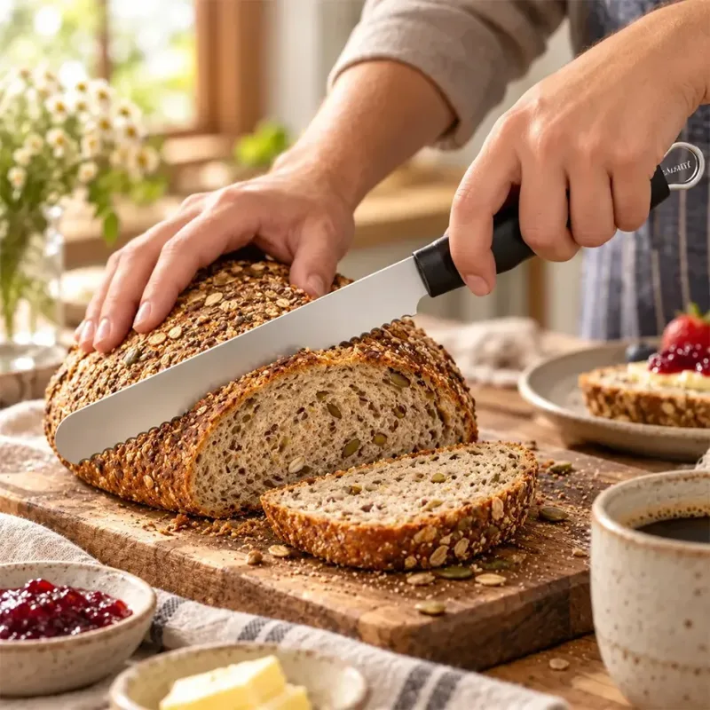 Faca De Pão Bolo Aço Inox Serrilhada Cortar Padaria Cozinha