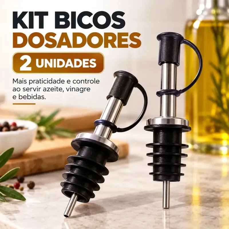 Kit 2 Bicos Dosadores Para Garrafas Azeite Óleo Vinagre Inox