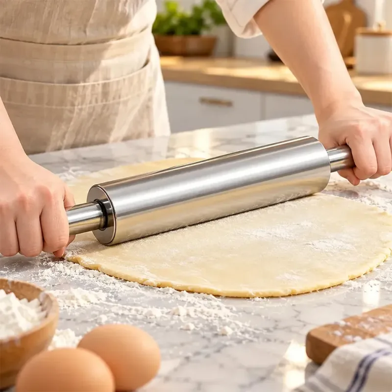 Rolo De Massa Pizza Macarrão Aço Inox Reforçado Cozinha 43cm