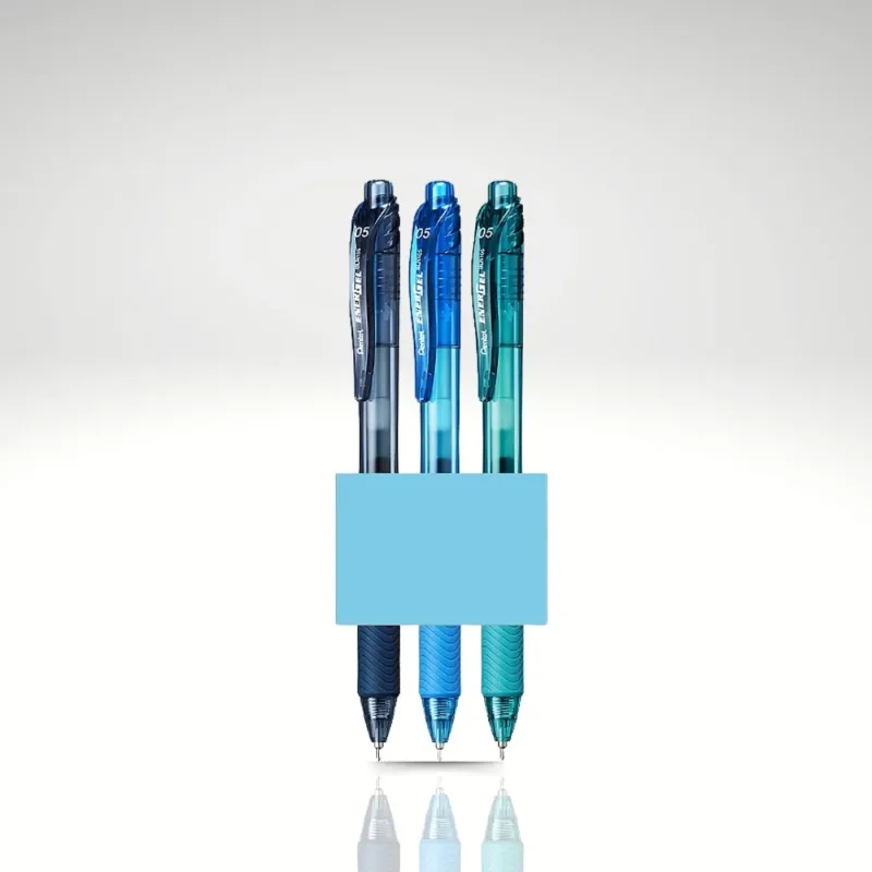 Caneta Energel Retrátil 0,5mm kit c/3 + Bloco Adesivo- Pentel