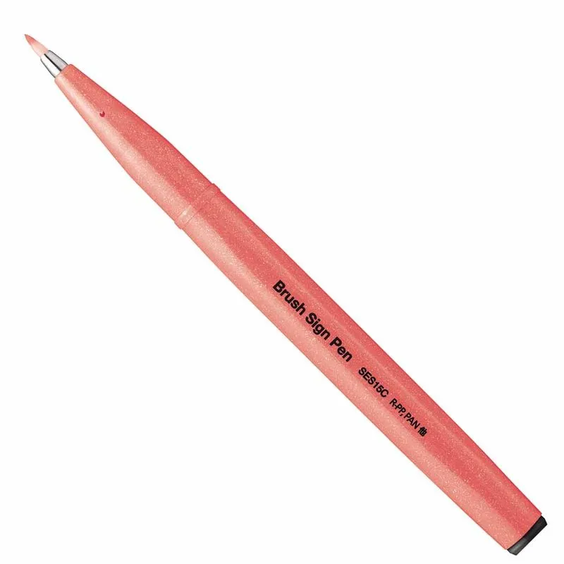 Caneta Pincel/Brush Sign Pen Pentel Avulso | FLOURESCENTE RED