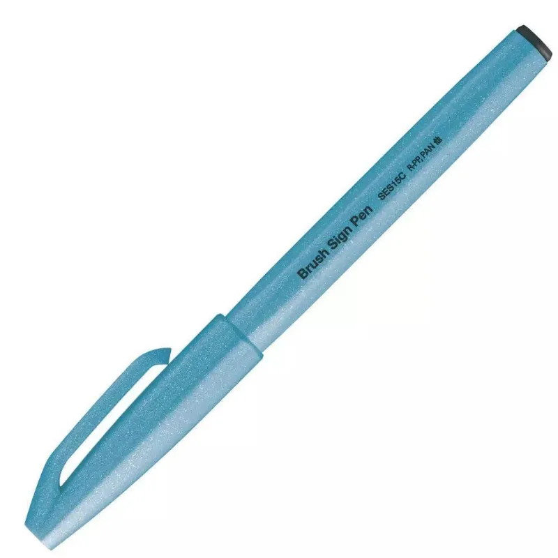 Caneta Brush Sign Azul Claro Fluourescente Pentel