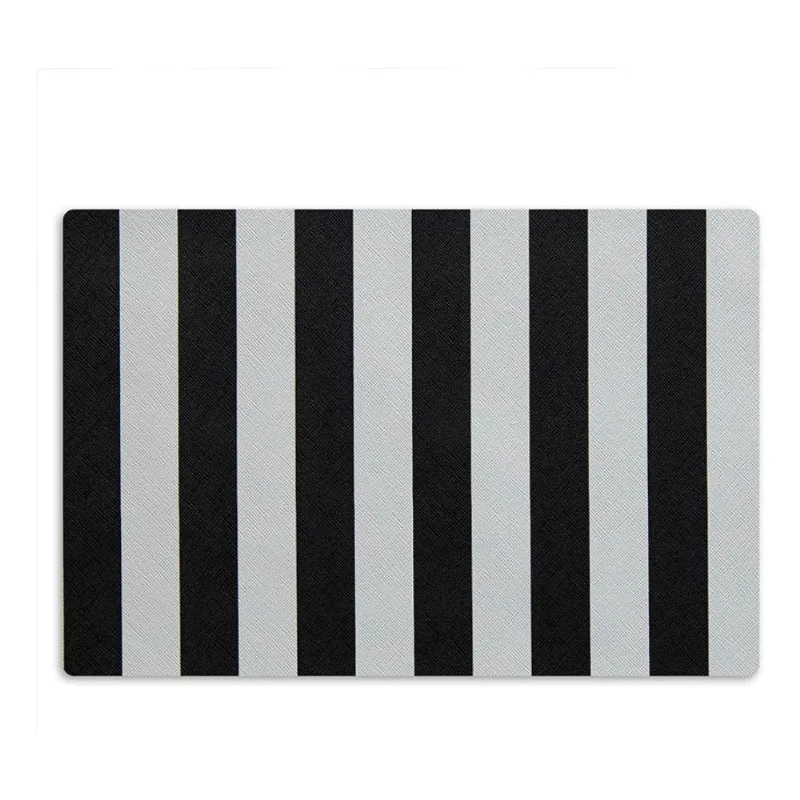 2 Jogo Americano Navy Preto - Listrado Impermeável Pvc