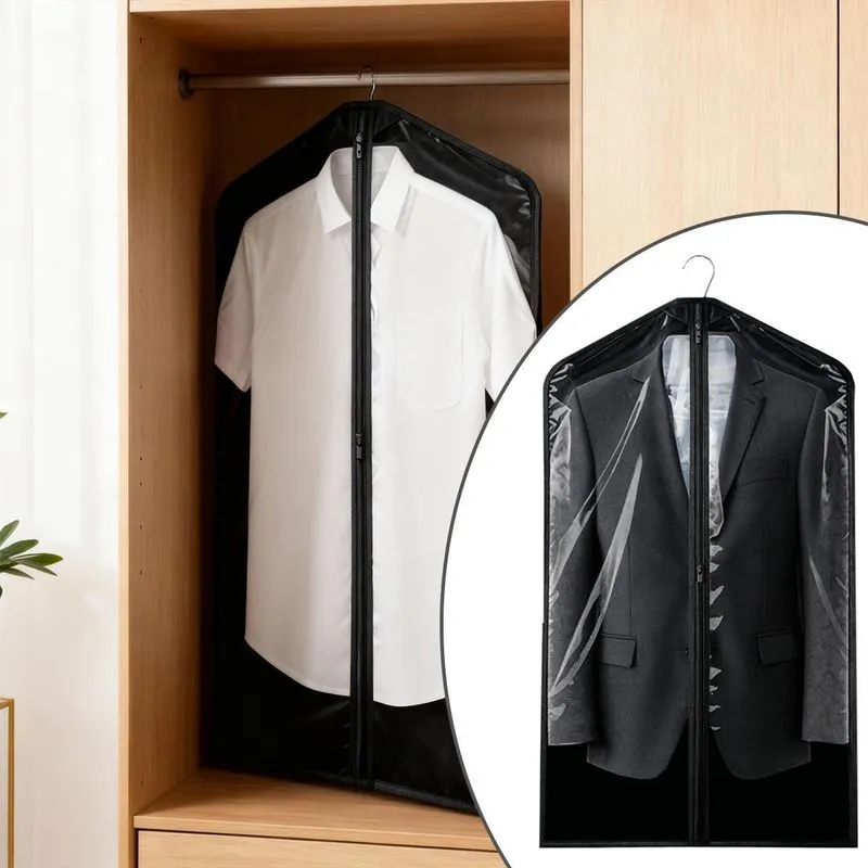1 Porta Terno Camisa Preto Reforçado Com Zíper 60 X 95