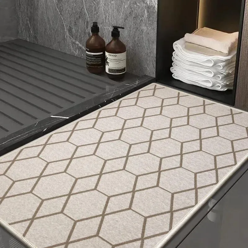 1 Tapete Banheiro Antiderrapante Absorve 50x80 Js Fu Hex M60