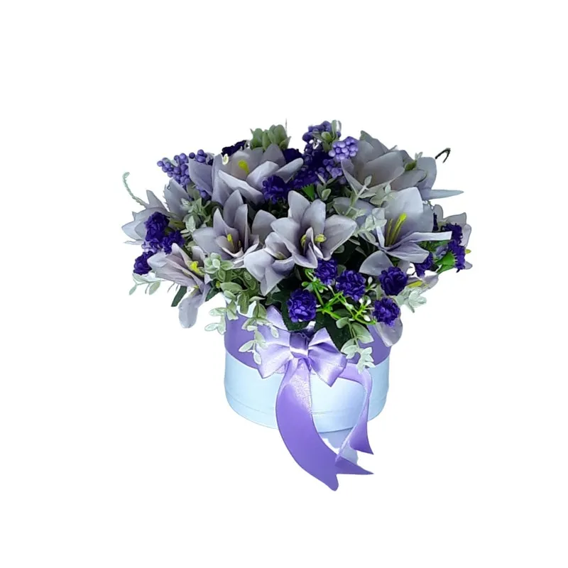 Arranjo Artificial Vaso Metal Branco Com Flores Variadas