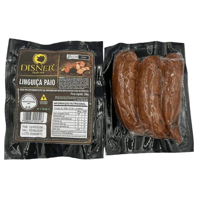 Linguiça Disner Paio Defumada a Vácuo 300g