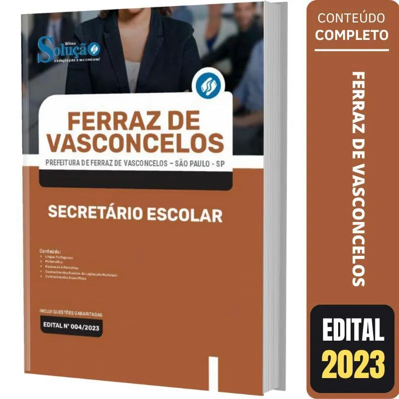 Apostila Ferraz De Vasconcelos Sp - Secretário Escolar