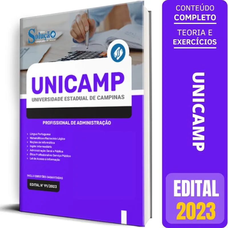 Apostila Unicamp 2023 - Administração, Editora Solução