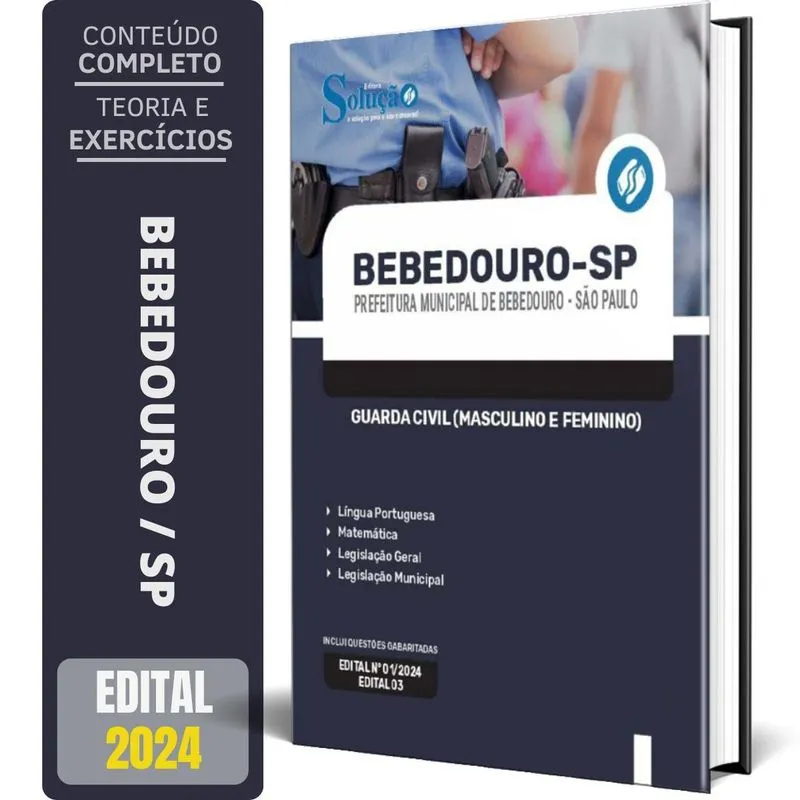 Apostila Prefeitura Bebedouro Sp 2024 Guarda Civil Masculino