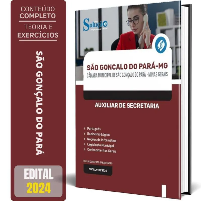 Apostila Câmara São Gonçalo Do Pará Mg 2024 Auxiliar