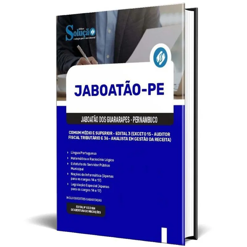 Apostila Prefeitura Jaboatão Dos Guararapes Pe 2024 Comum