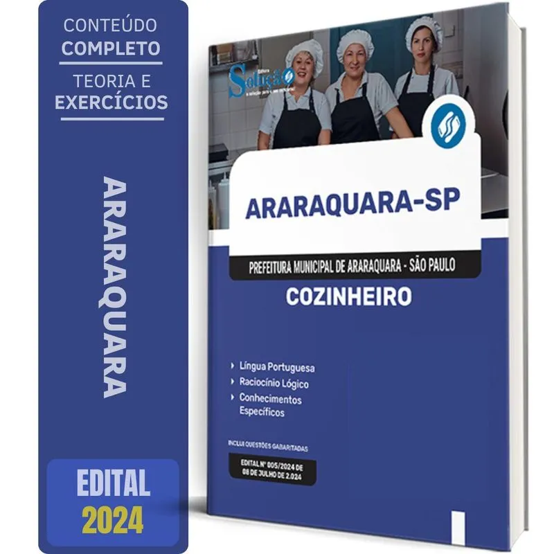 Apostila Prefeitura De Araraquara Sp 2024 - Cozinheiro