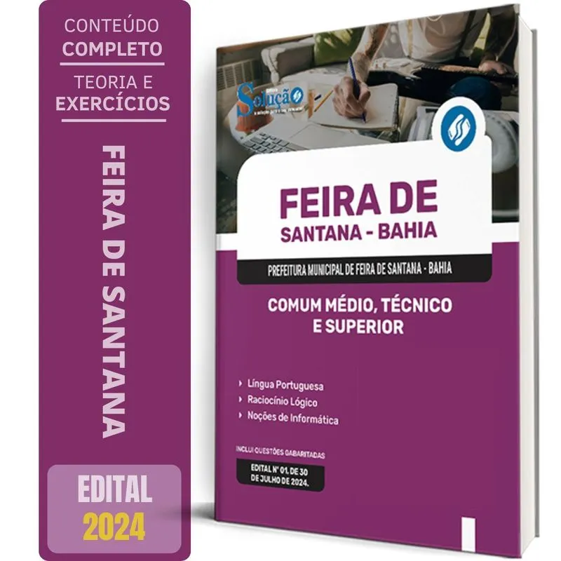 Apostila Prefeitura Feira Santana Ba 2024 Comum Médio,