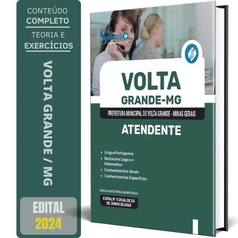 Apostila Prefeitura De Volta Grande Mg 2024 - Atendente
