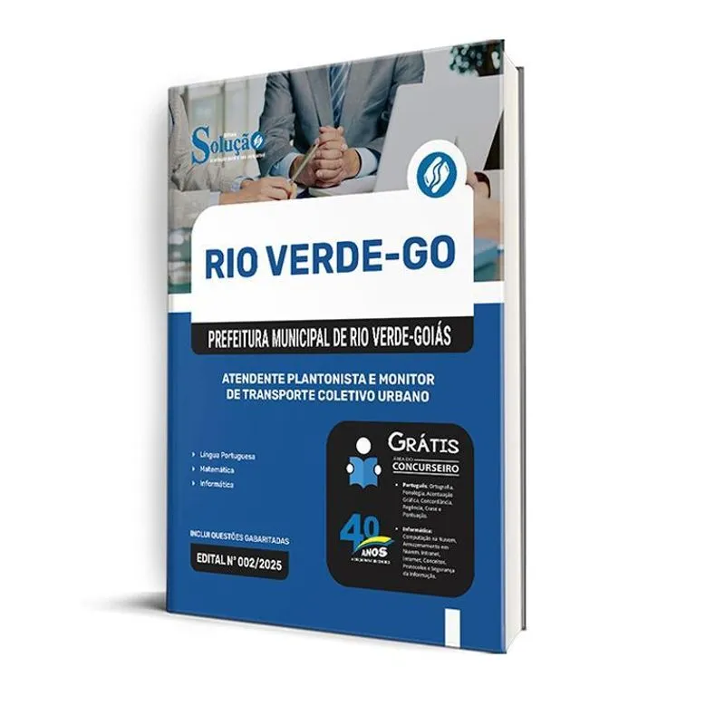 Apostila Prefeitura Rio Verde Go 2025 Atendente Plantonista
