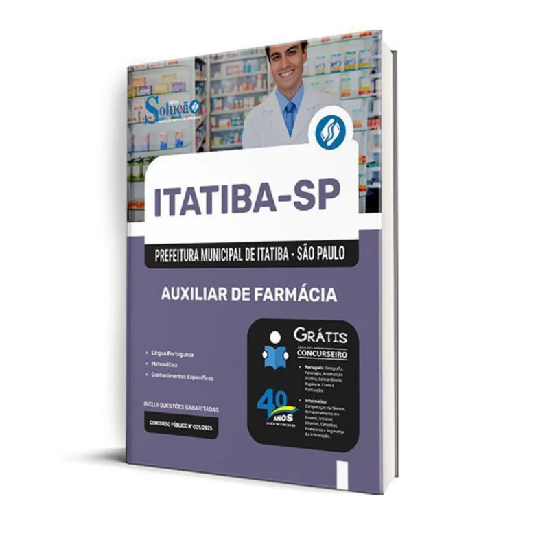 Apostila Prefeitura De Itatiba Sp 2025 - Auxiliar Farmácia
