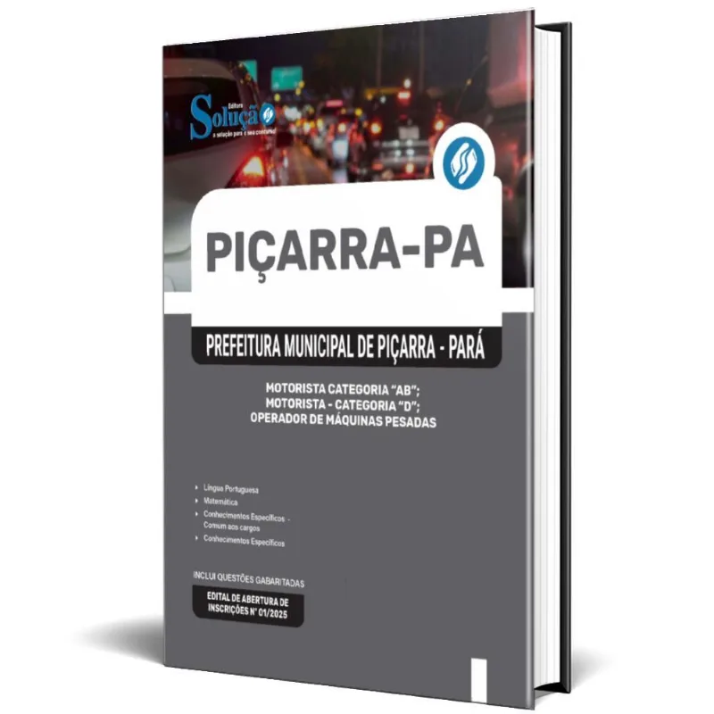 Apostila Prefeitura Piçarra Pa 2025 Motorista Categoria Ab,