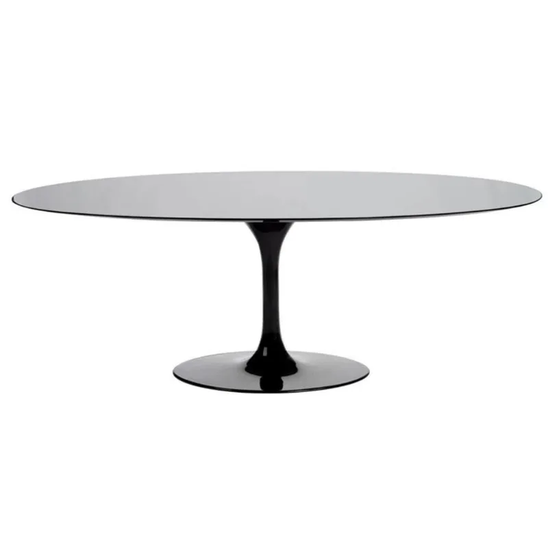 Mesa Tulipa Saarinen Oval 137x90cm Laqueada Preto