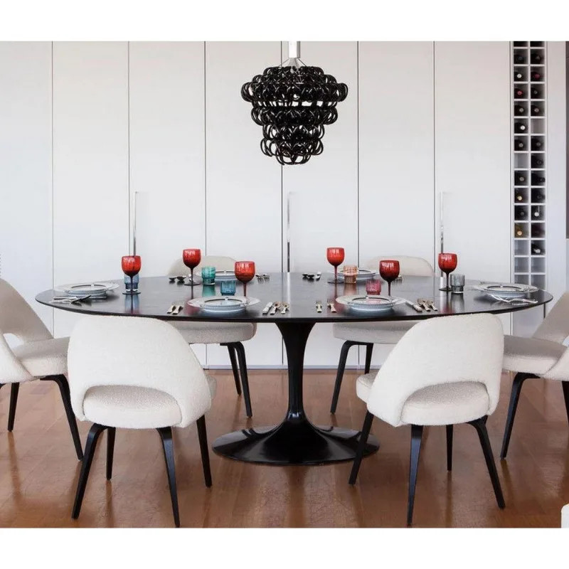 Mesa Tulipa Saarinen Oval 235x122cm Laqueada Preto