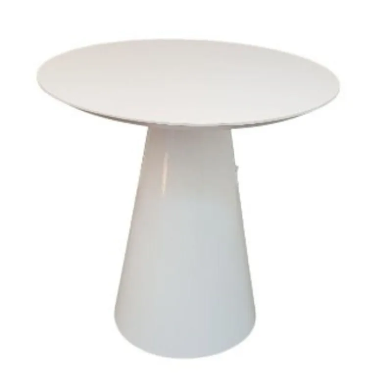 Mesa Lateral Cone Redonda 41 Cm Tampo Laca Branca Base Branca Cor Branco