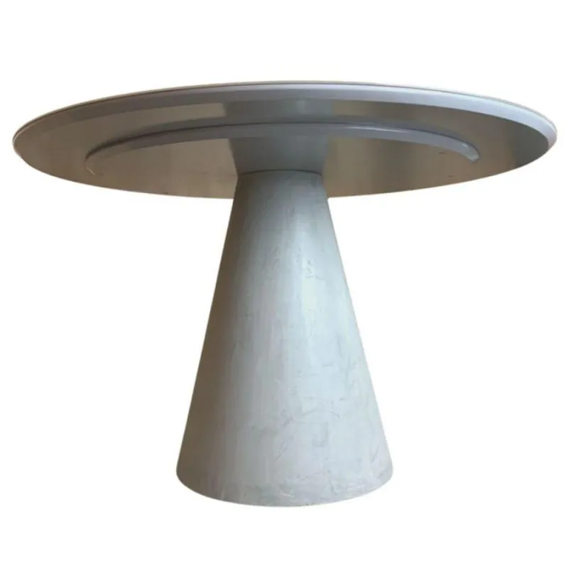 Mesa Cone 130cm Cimento Queimado e Vidro 4mm Cinza Claro