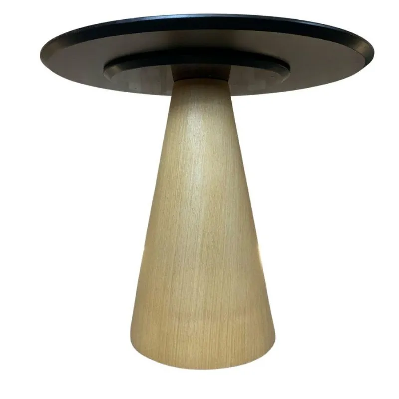 Mesa Cone 100cm Base Madeira Natural Freijó Tampo Preto