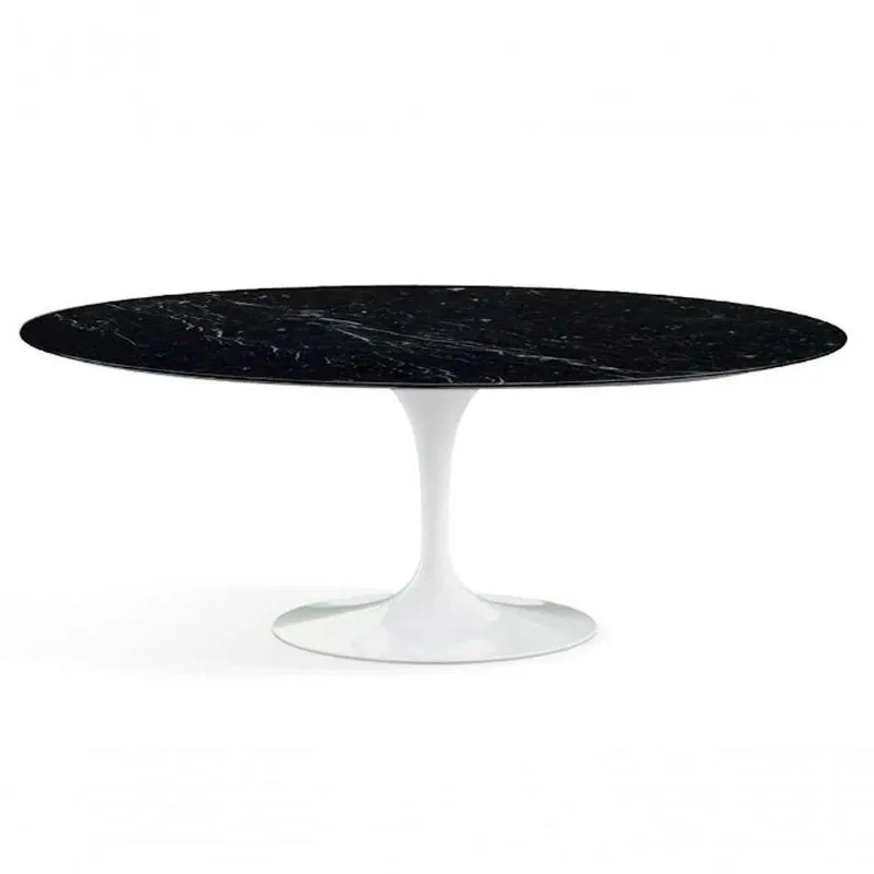 Mesa De Jantar Saarinen Oval 160X90cm Mármore Nero Branco