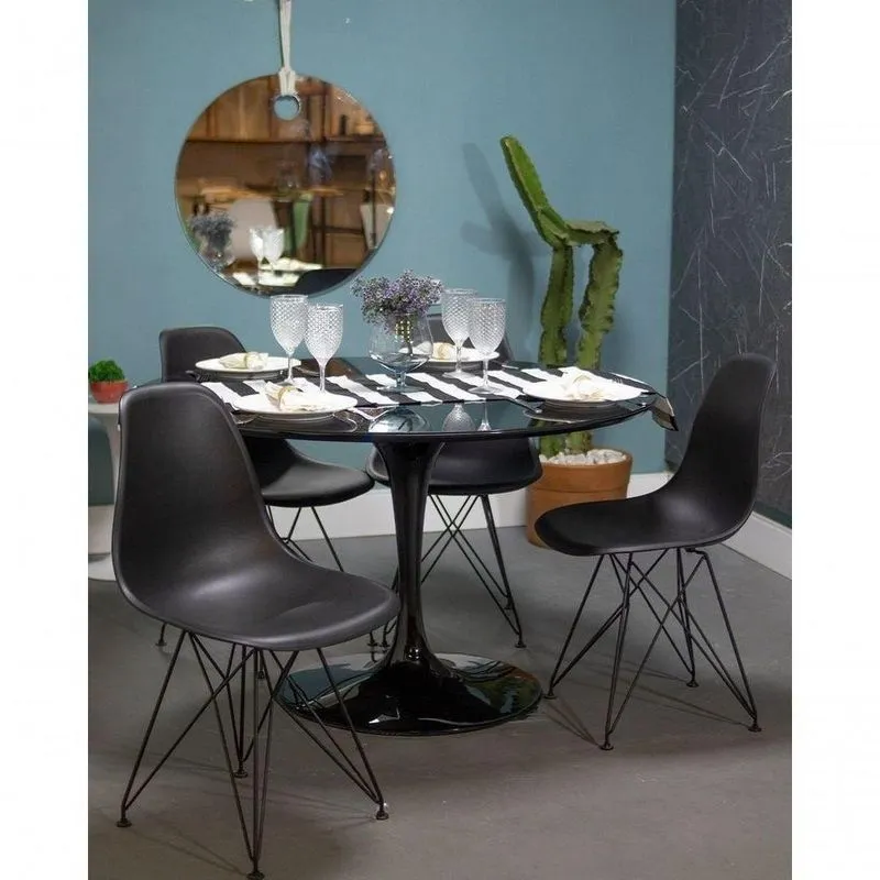 Mesa De Jantar Tulipa Saarinen Redonda 70 Cm Preto