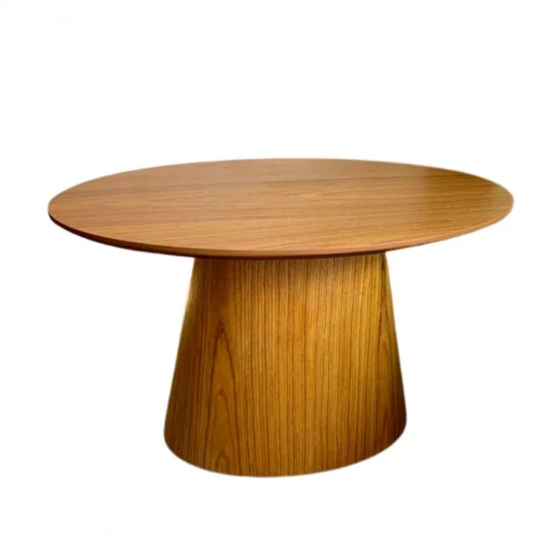 Mesa Cone De Centro Oval 137X90Cm Tampo Freijó Marrom