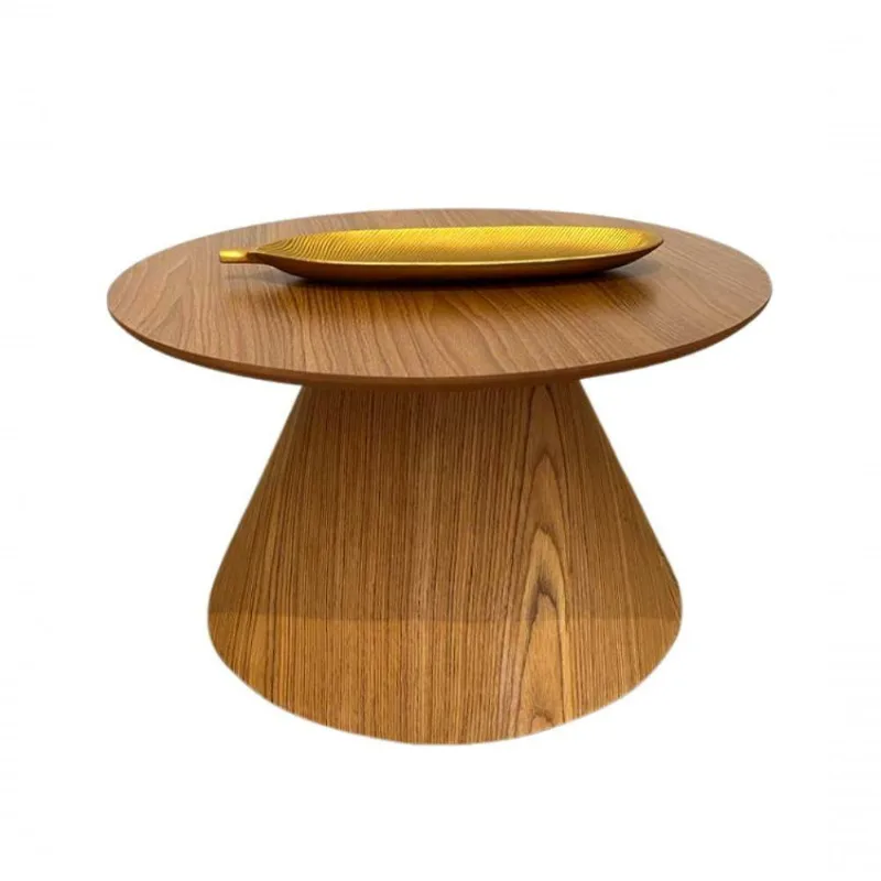 Mesa Cone De Centro Redonda 70Cm Tampo Freijó Marrom
