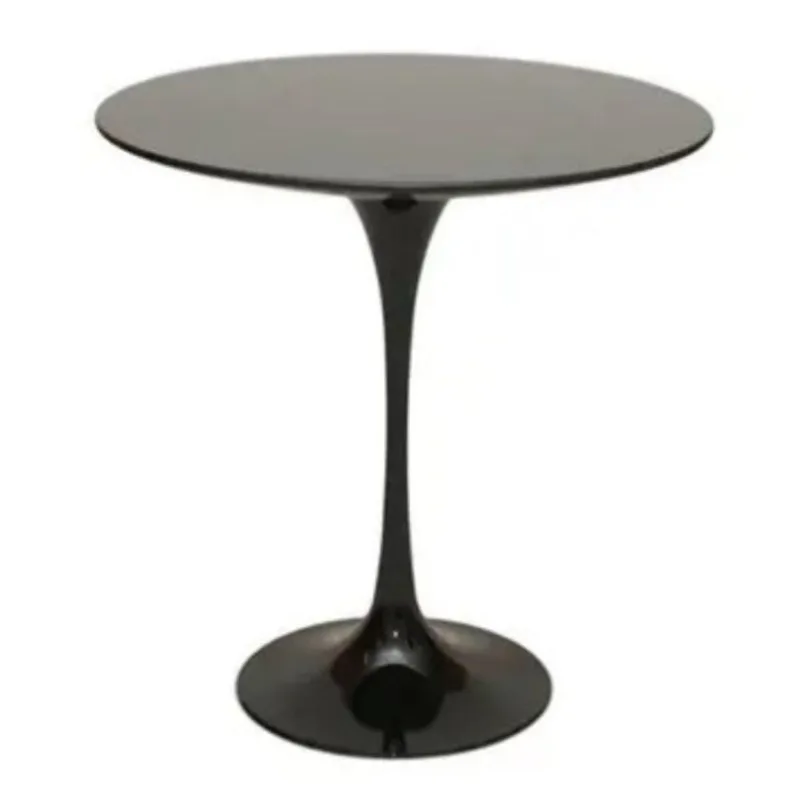 Mesa Lateral Tulipa Saarinen Redonda 41 Cm Laqueada Preto
