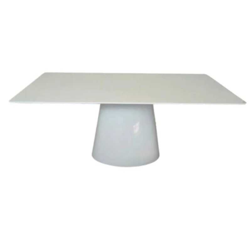 Mesa De Jantar Cone Retangular 244x137 Cm Base Oval Branca