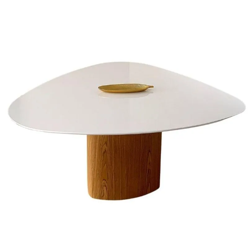 Mesa De Jantar Orgânica 160x165 Cm Tampo Laca Branca Marrom