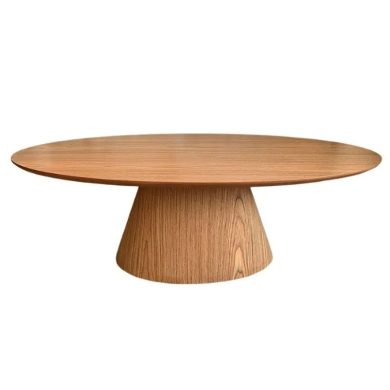 Mesa De Centro Cone Oval 100X60Cm Tampo Freijó Marrom