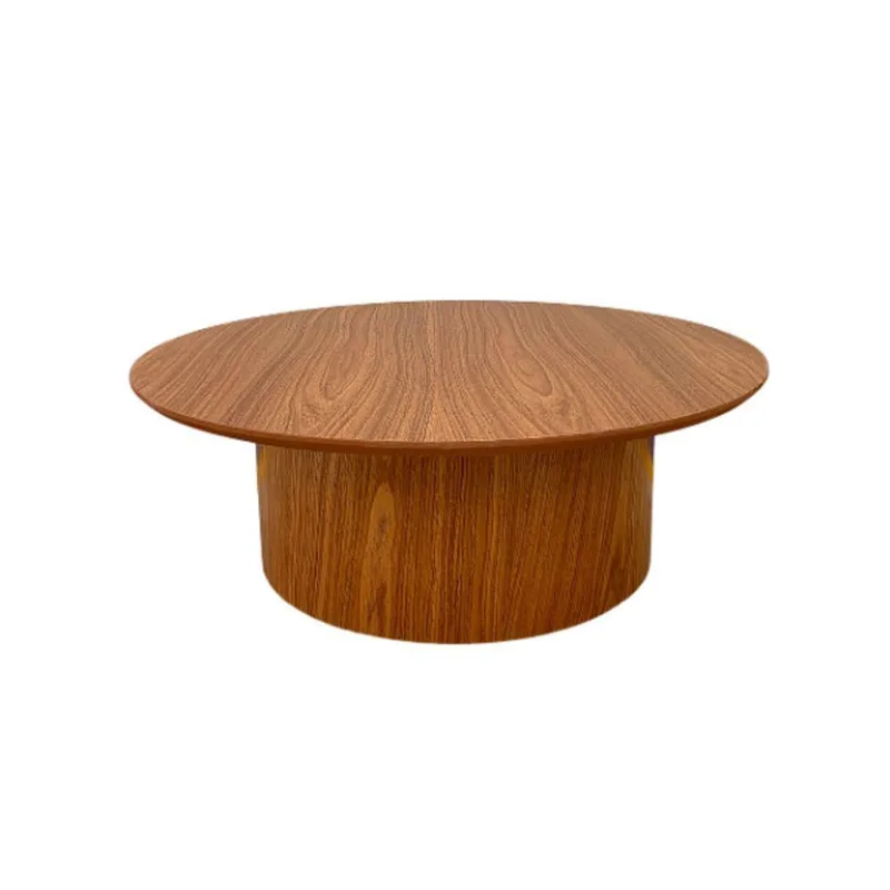 Mesa De Centro Base Cilíndrica 80cm Cor Marrom