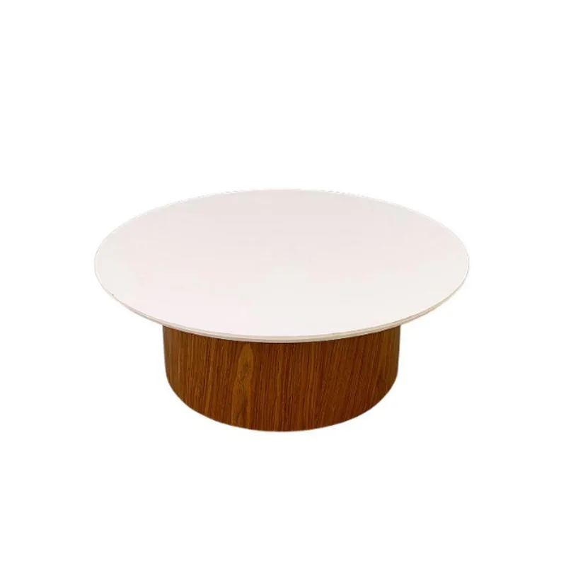 Mesa De Centro Base Cilíndrica 80cm Cor Branco