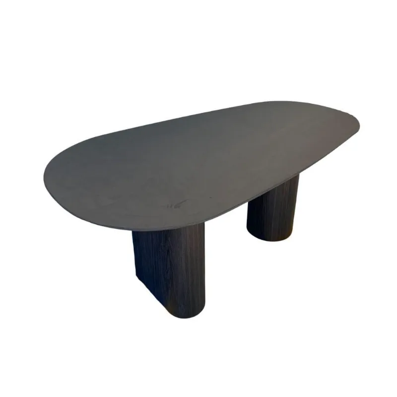 Mesa De Jantar Orgânica 180x100cm Com Duas Bases Cor ébano