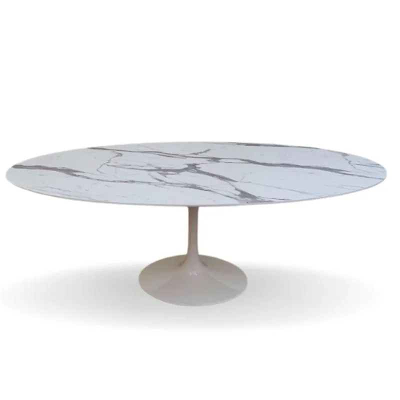 Mesa De Jantar Tulipa Saarinen Oval Testurizado Marmore