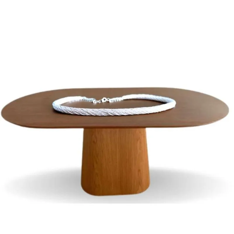 Mesa De Jantar Cone Retangular Arredondada 244x137cm Freijó