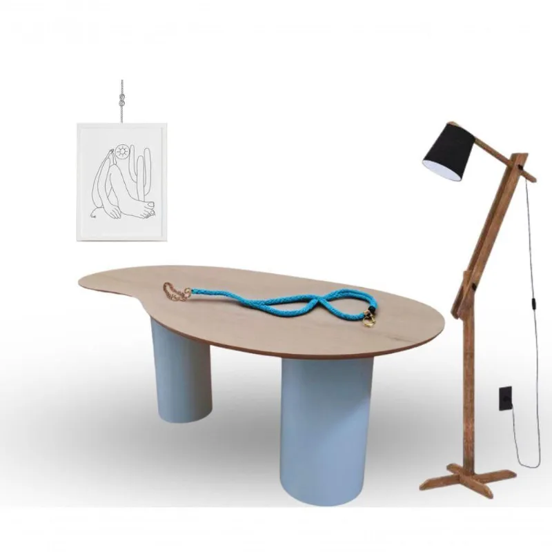 Mesa Organica Bean Laca+freijo Claro 180x100cm