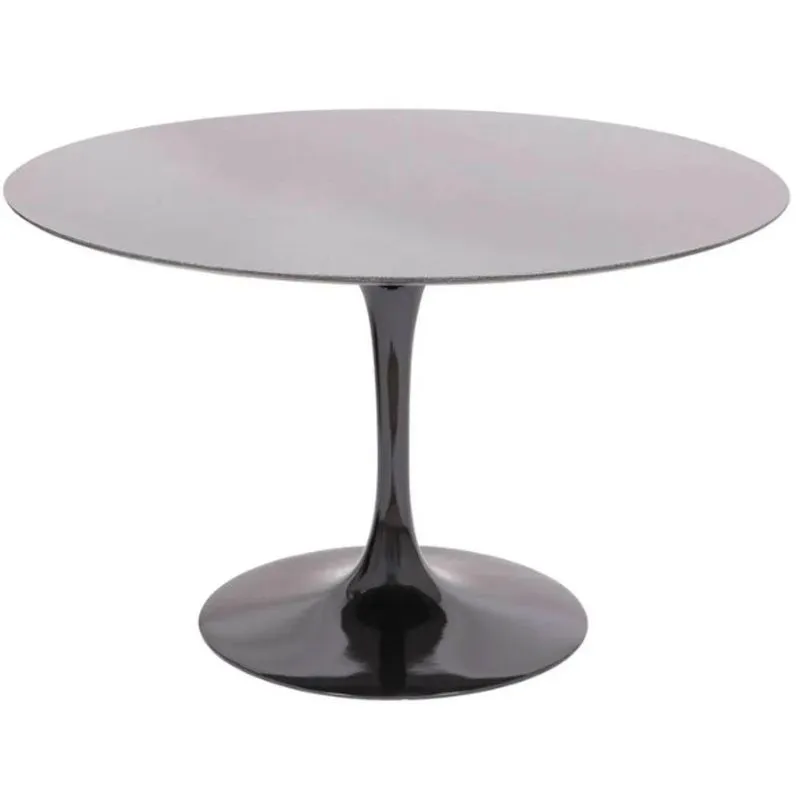 Mesa De Jantar Tulipa Saarinen Redonda 150 Cm Tampo Laqueado Cores Preto